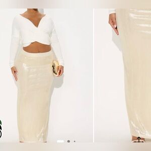 Champagne gold shimmer maxi skirt s